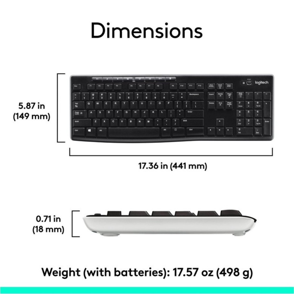 Logitech Wireless Keyboard & Mouse Combo – Full Size, USB Receiver, Brand New - Picture 6 of 9